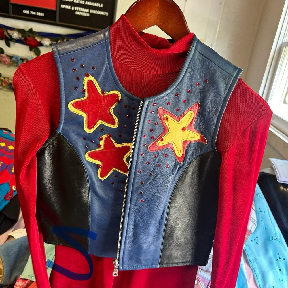 Colorful Star-Embellished Leather Vest